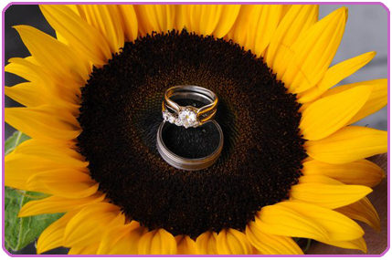 Sun Flower and wedding Ring Set